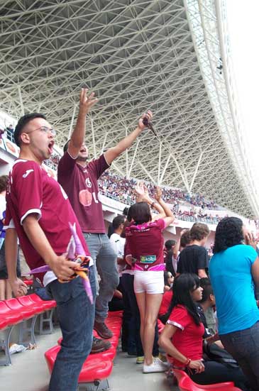 fans at soccer game