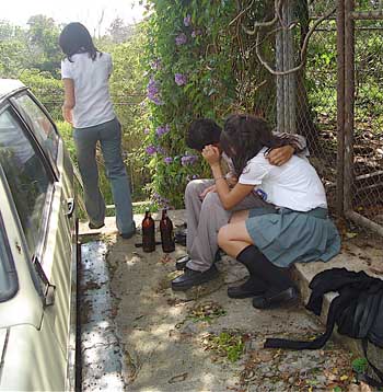 students drinking